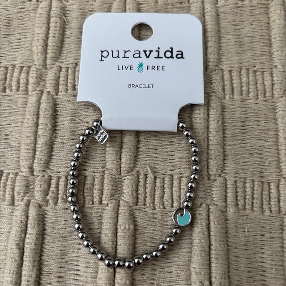 PURA VIDA Silver Enamel Wave Beaded Bracelet - Picture 2 of 2